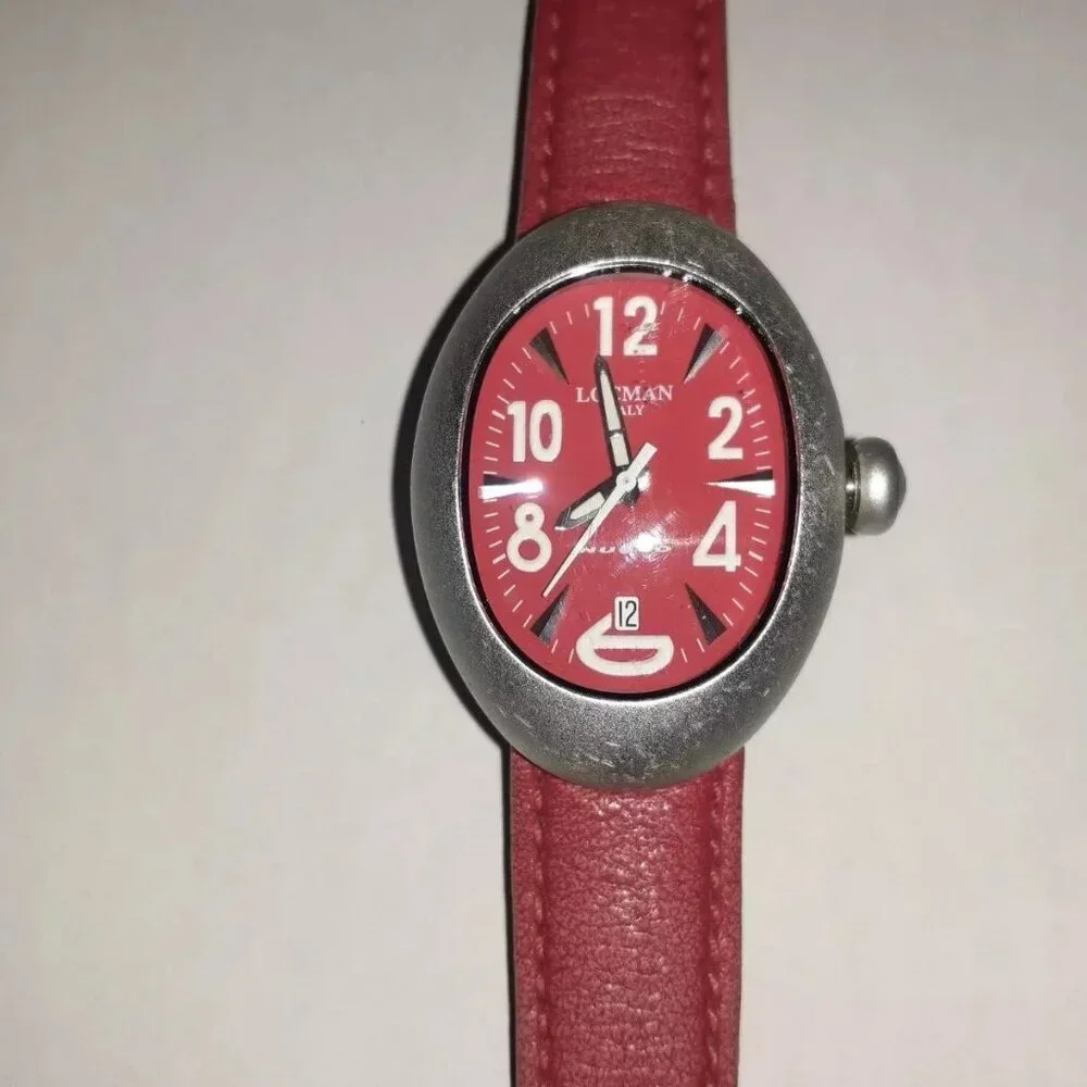 LOCMAN NUOVO-Aluminum Case Quartz Watch-Red Dial/Strap-R.E.F.015-Excellent - Picture 2 of 7